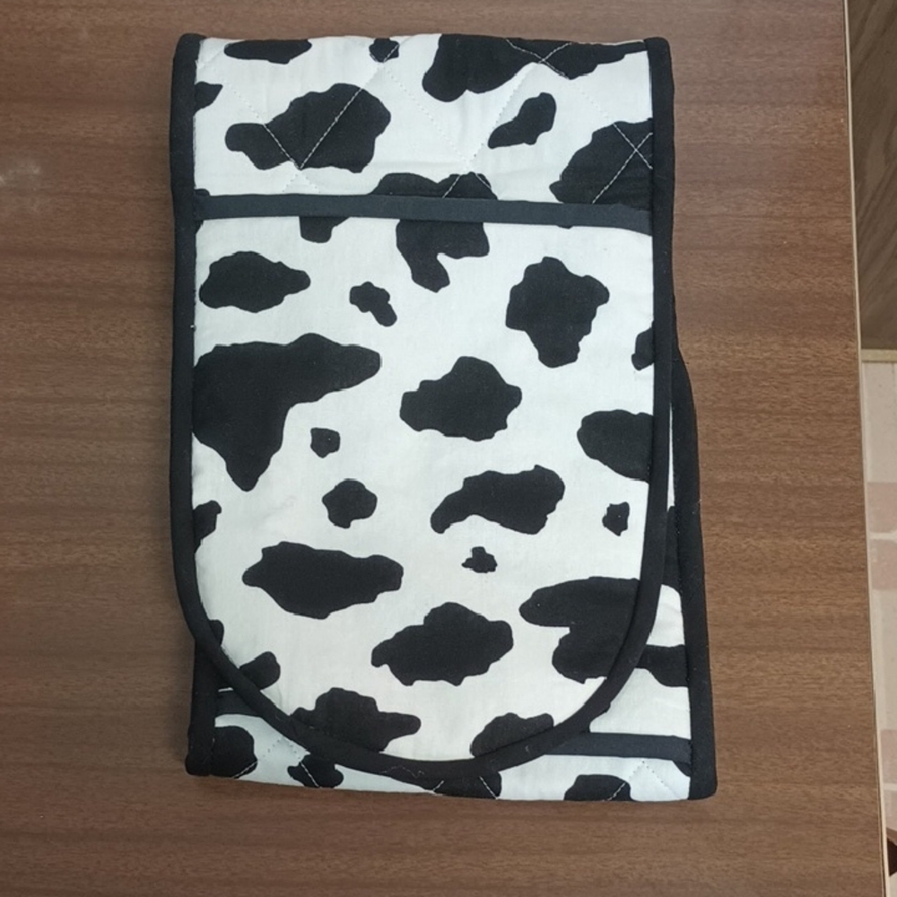 Cow Print Up cycled Oven Mit Casserole Matt